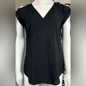 Express: Cold Shoulder Black Short Sleeve Blouse